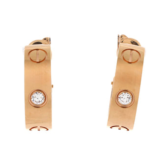 Cartier Love 2 Diamond Hoop Earrings 18K Rose Gold with Diamonds 5.5mm