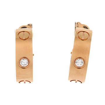 Cartier Love 2 Diamond Hoop Earrings 18K Rose Gold with Diamonds 5.5mm