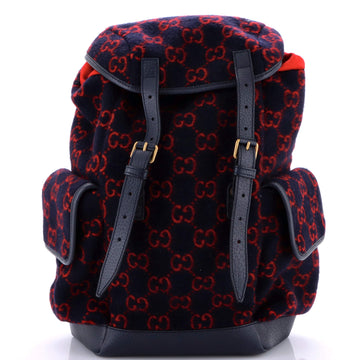 Gucci Double Pocket Belt Backpack GG Wool Medium