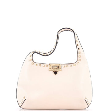 Valentino Garavani Rockstud Flip Lock Hobo Leather Small