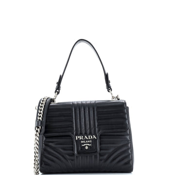 Prada Top Handle Flap Bag Diagramme Quilted Leather Small
