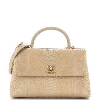 Top Handle Chanel Python Bag Chanel Coco Top Handle Bag Python Medium Neutral 3608621