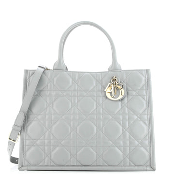 Christian Dior Book Tote with Strap Macrocannage Quilt Calfskin Large