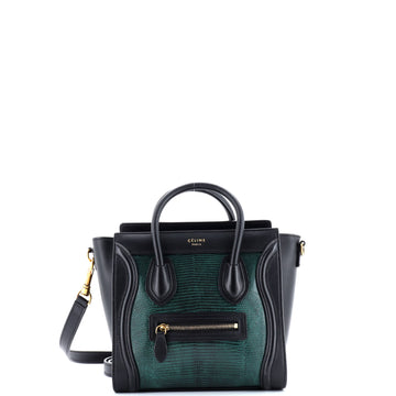 Celine Luggage Bag Lizard and Leather Nano