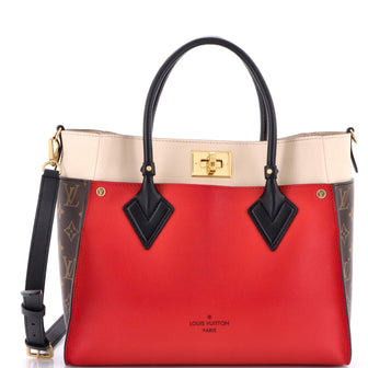 Louis Vuitton On My Side Tote Leather with Monogram Canvas MM