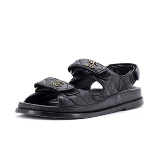 Chanel Women's Velcro Dad Sandals Quilted Leather