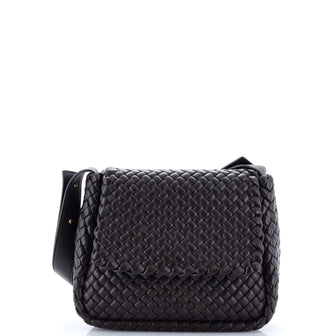 Bottega Veneta Cobble Flap Shoulder Bag Padded Intrecciato Leather Small