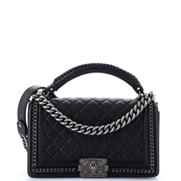 Chanel Chain Handle Boy Flap Bag Quilted Calfskin Old Medium