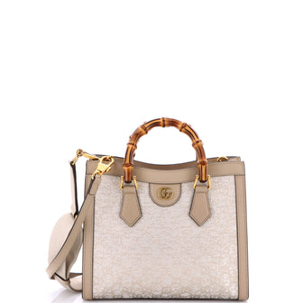 Gucci Diana NM Bamboo Handle Tote Nishijin GG Silk Textile and Leather Small