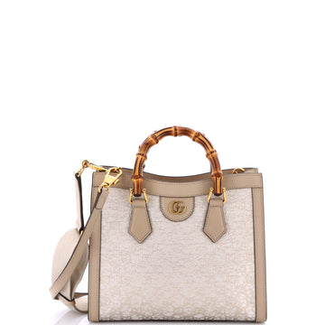 Gucci Diana NM Bamboo Handle Tote Nishijin GG Silk Textile and Leather Small