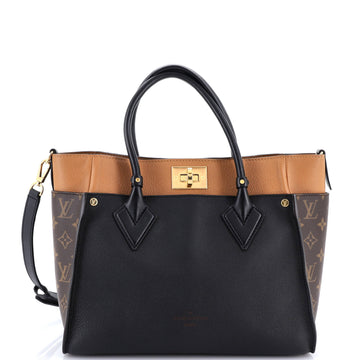 Louis Vuitton On My Side Tote Leather with Monogram Canvas MM