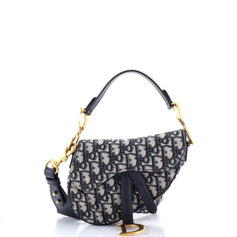 Christian Dior Saddle Handbag with Strap Oblique Canvas Mini