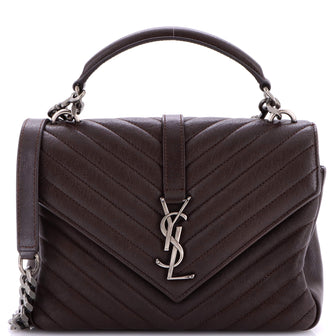Saint Laurent Classic Monogram College Bag Matelasse Chevron Leather Medium