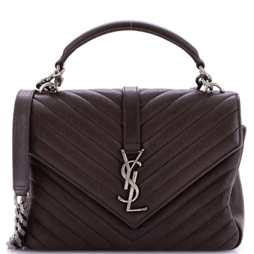 Saint Laurent Classic Monogram College Bag Matelasse Chevron Leather Medium