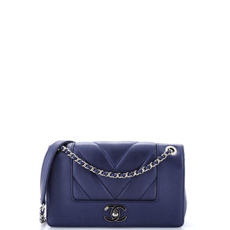 Chanel Mademoiselle Vintage Flap Bag Chevron Sheepskin Small