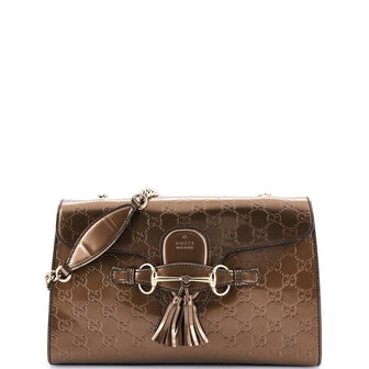 Gucci Emily Chain Flap Bag Guccissima Patent Medium