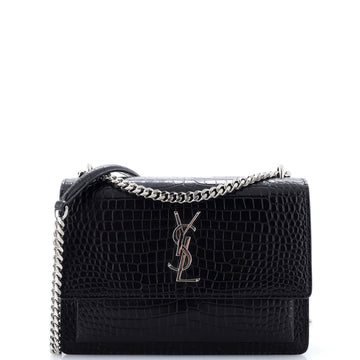 Saint Laurent Sunset Crossbody Bag Crocodile Embossed Leather Medium