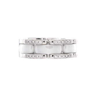 Chanel Ultra Link Ring 18K White Gold with Diamonds and Ceramic Medium