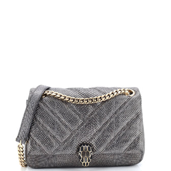 Bvlgari Serpenti Cabochon Shoulder Bag Diagonal Quilted Metallic Karung Small