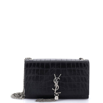 Saint Laurent Classic Monogram Tassel Crossbody Bag Crocodile Embossed Leather Medium