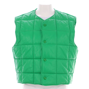 Bottega Veneta Women's Cropped Button Up Vest Quilted Leather