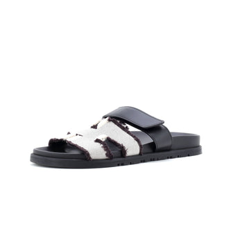 Hermes Women's Chypre Sandals Frayed Canvas with Leather