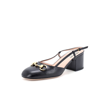 Gucci Women's Horsebit Round Toe Slingback Pumps Leather