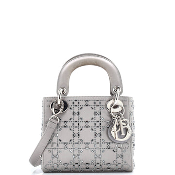 Christian Dior Lady Dior Bag Crystal Embellished Cannage Quilt Satin Mini