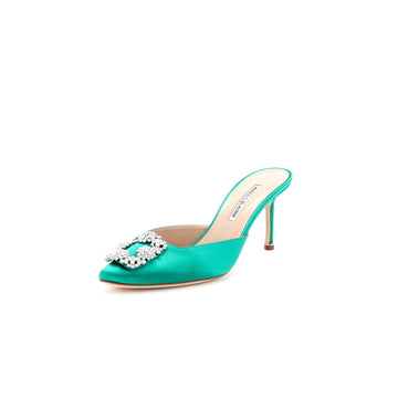 Manolo Blahnik Women's Hangisimu Heeled Mules Satin 70