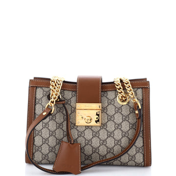Gucci Padlock Chain Tote GG Coated Canvas with Leather Small