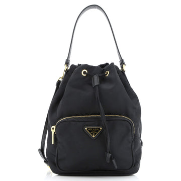 Prada Duet Drawstring Bucket Bag Tessuto Small