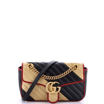Gucci GG Marmont Flap Bag Diagonal Quilted Leather Small