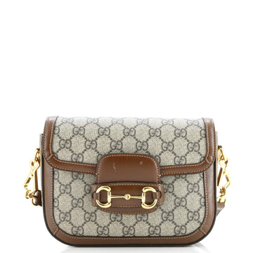 Gucci Horsebit 1955 Shoulder Bag GG Coated Canvas with Leather Mini