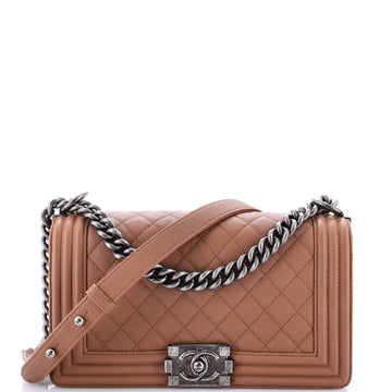 Chanel Boy Flap Bag Quilted Caviar New Medium