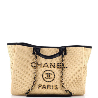 Chanel Deauville Tote Straw with Chain Detail Medium