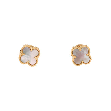 Van Cleef & Arpels Sweet Alhambra Stud Earrings 18K Yellow Gold and Mother of Pearl