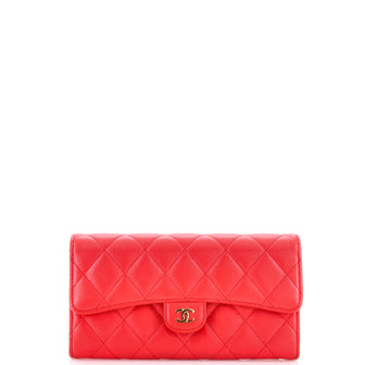 Chanel CC Gusset Classic Flap Wallet Quilted Caviar Long
