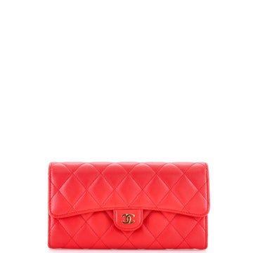Chanel CC Gusset Classic Flap Wallet Quilted Caviar Long