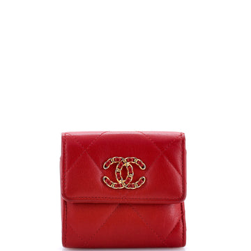 Chanel 19 Trifold Wallet Quilted Leather Small