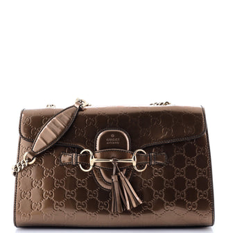 Gucci Emily Chain Flap Bag Guccissima Patent Medium