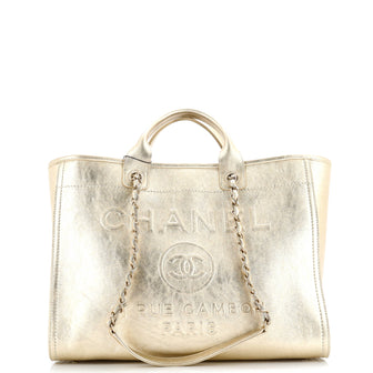 Chanel Deauville Tote Embossed Calfskin Large
