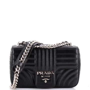 Prada Chain Flap Shoulder Bag Diagramme Quilted Leather Medium