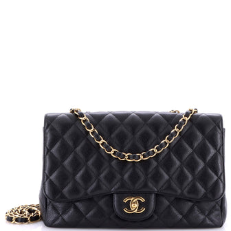 Chanel Classic Single Flap Bag Quilted Caviar Jumbo