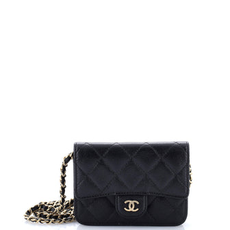 Chanel Classic Flap Clutch with Chain Quilted Caviar Small