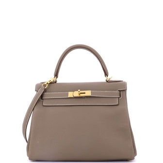 Hermes Kelly Handbag Grey Togo with Gold Hardware 28