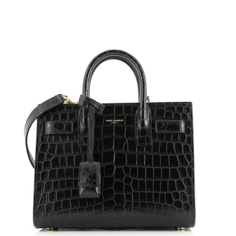 Saint Laurent Sac de Jour NM Bag Crocodile Embossed Leather Nano