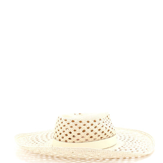 Valentino Garavani V Signature Sun Hat Woven Straw with Leather