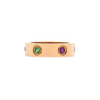 Cartier Love 6 Stone Band Ring 18K Rose Gold with Sapphires, Garnets and Amethyst