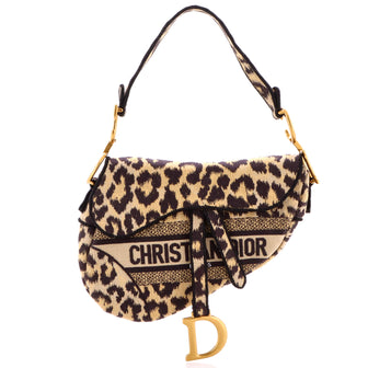 Christian Dior Saddle Handbag Mizza Embroidered Canvas Medium