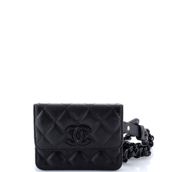 Chanel My Everything Flap Card Holder Belt Bag Quilted Caviar